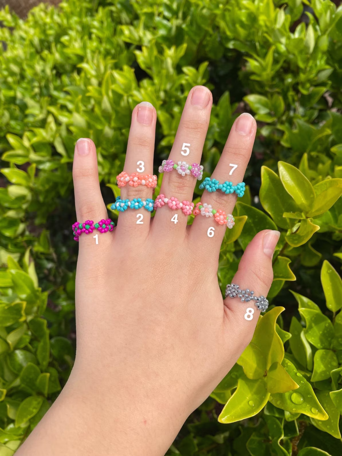 Seed Bead Rings | Cute Flower Pretty Rings|Daisy Rings|Handmade Jewelry|Summer Jewelry| More in Shop
