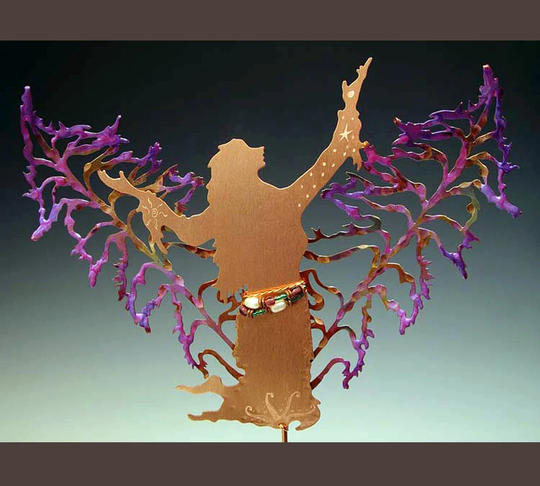 Cake Topper - Copper Fairies Dandelion Worshiping Deva
