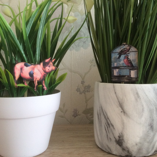 Animal Plant Stakes , House Gifts, Pig Companions, Plant Lover Gift, Bird Gift Ideas , Plant Pot Buddies, Plant Buddies