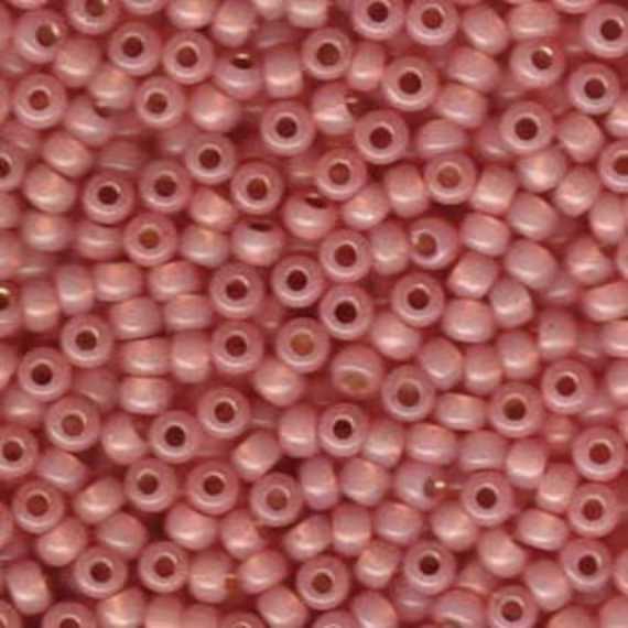 Miyuki Size 6 Seed Beads, Dyed Salmon Silver Lined Alabaster, Color Number 577, 5 Inch Tube About 20G
