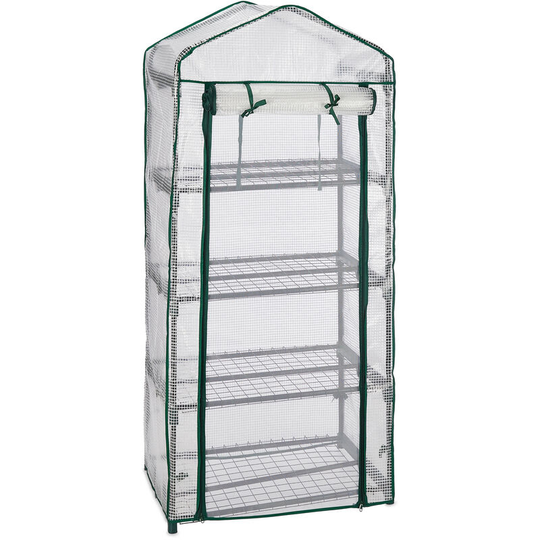 Relaxdays - Balcony Growhouse, pe Film, HxWxD: 159 x 70 x 49 cm, Plastic Greenhouse, Door & Insect Netting, Green/White