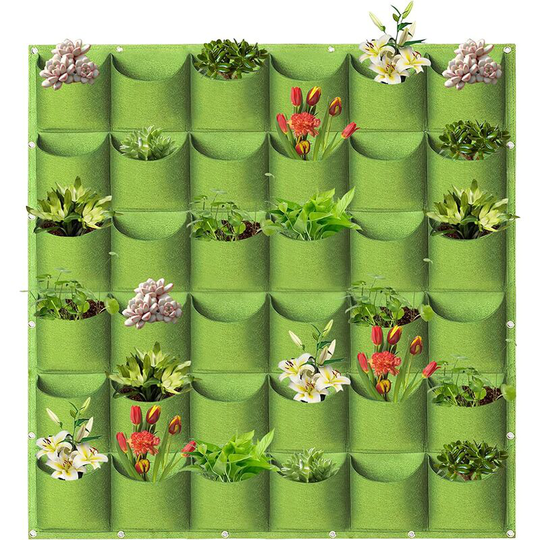 Hanging Planter Bags, 36 Pockets Hanging Vertical Wall Mounted Planter Planting Grow Bags, Gardening Vertical Greening Flower Container Plant Pouch