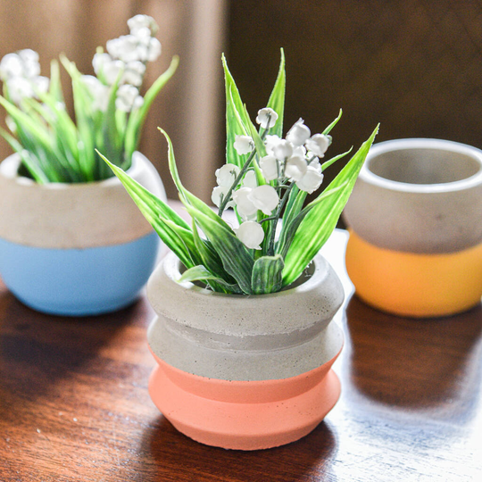 Set Of Three Colour Block Cement Planters