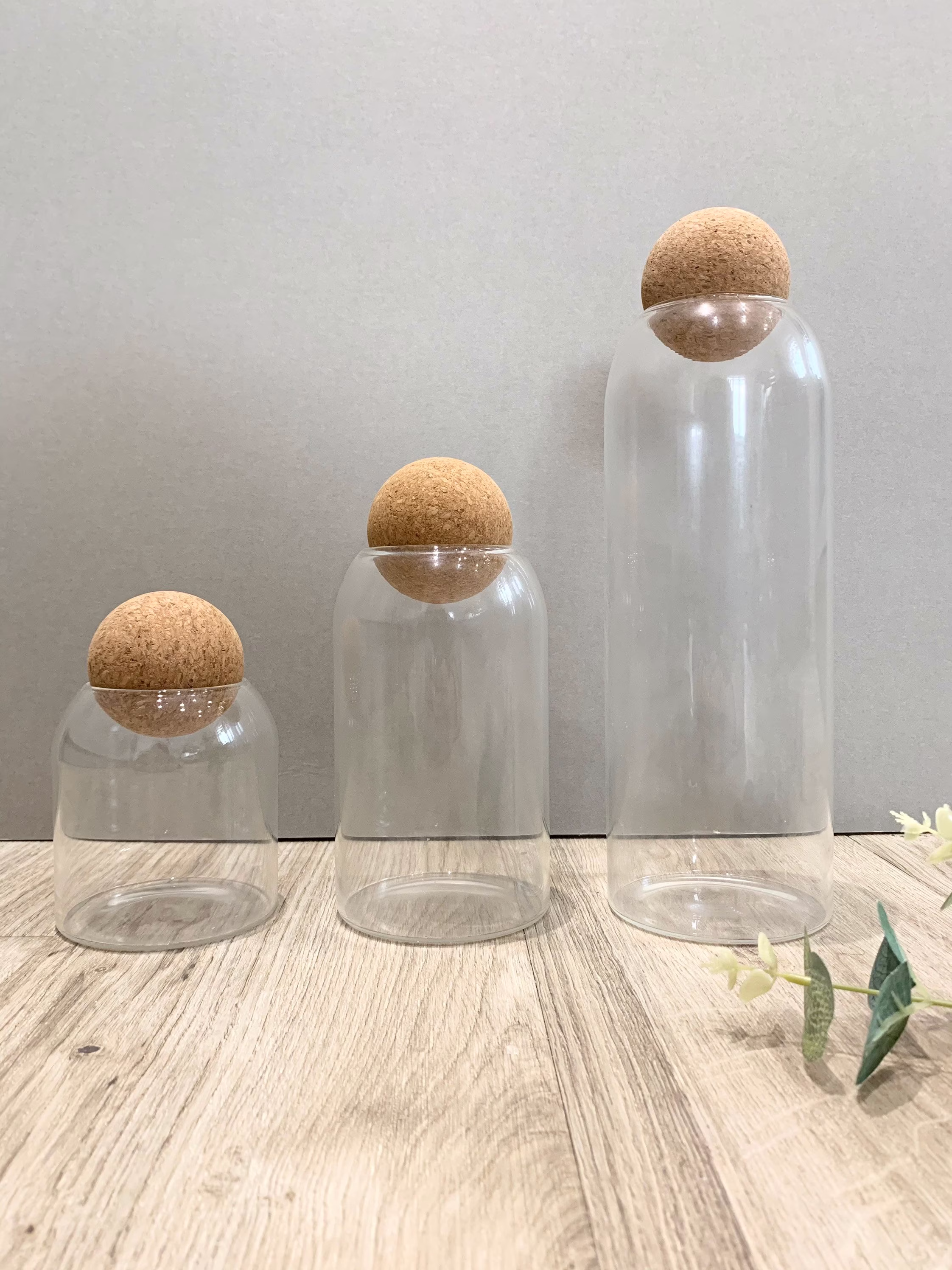 Cork Ball Lid Glass Storage Jars Pantry Organisation Kitchen Containers Herbs Spices Dried Food Labelled