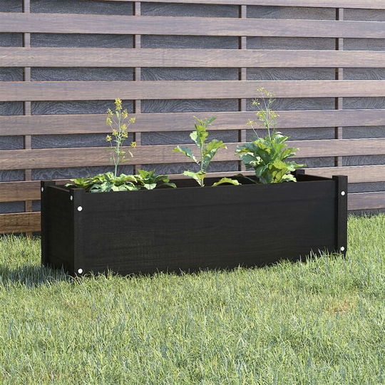 Asupermall - Garden Planter Black 100x31x31 cm Solid Pinewood