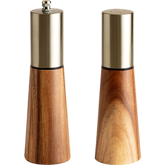 Salt and pepper grinder set, stainless steel manual pepper grinder, adjustable thickness Metal pepper mill set 55*55*173mm
