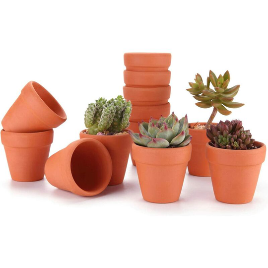 Denuotop - 6.5CM 12pcs Soil Succulent Pot for Cactus Flower Plants, Terracotta Clay Pot for Cactus Succulent Flowers Gardening Decoration Wedding