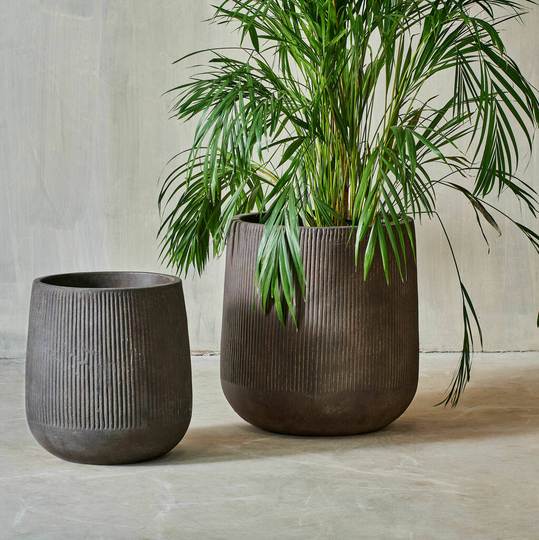 Tall, Ribbed Distressed Planter