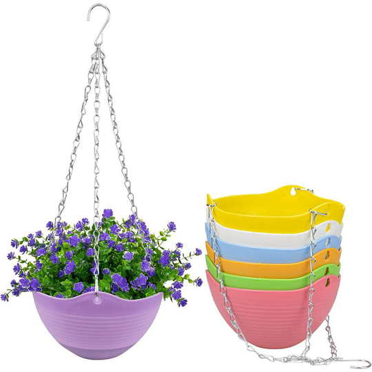 Modou - Indoor Outdoor 7 Color Self Watering Hanging Planter with Drip Tray and Hanging Chain