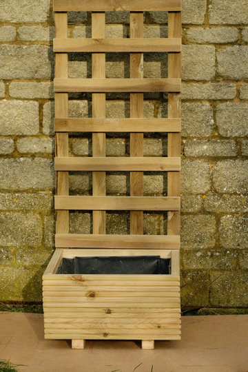 Decking 2 Rows Square With Trellis Wooden Planter/Garden Pot