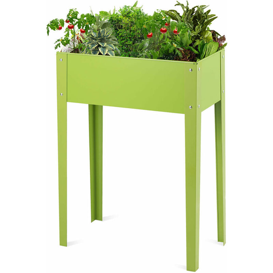 Galvanized Raised Garden Bed Elevated Planter Stand Herb Flower Holder Box