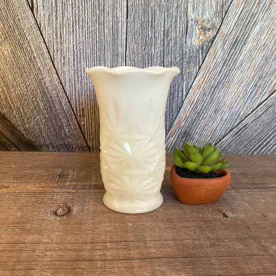 Vintage Vase Planter White Pot {Milk Glass Vase} Tall Flower Kitchen Greek Shape Milk