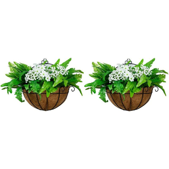 Bearsu - 2 Pieces Hanging Basket Planter Basket Hanging Baskets for Plants, Outdoor Hanging Planters, Hanging Basket for Garden Decorations Wall