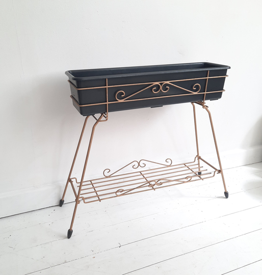 Vintage 50S/60S Brass Planter, Freestanding Plant Trough, Retro Mid Century