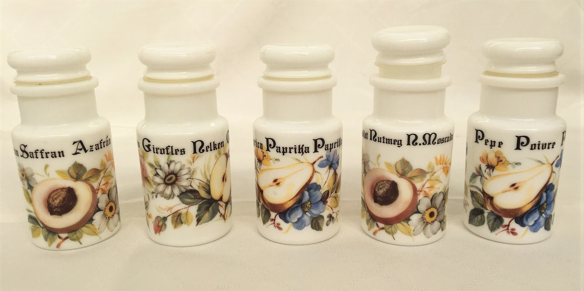 Vintage Milk White Glass Spice Pots