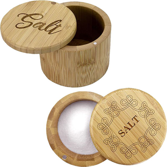 Salt Container With Lid, Salt Shaker, Cumin and Pepper Bowl with Magnetic Swivel Lid(2 pcs) French + Pattern