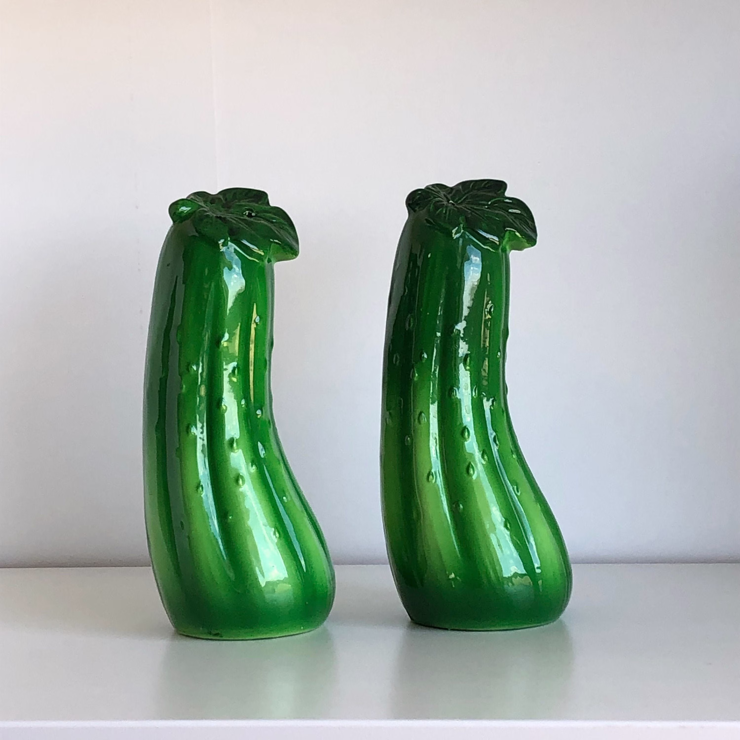 Vintage Cucumber Salt & Pepper Shakers - Woolco Import Toronto Made in Japan