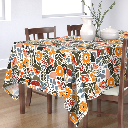 Autumn Season Tablecloth - Sdersen P Hst By Studio_Amelie Vintage Retro Botanicals Fall Cotton Sateen Spoonflower