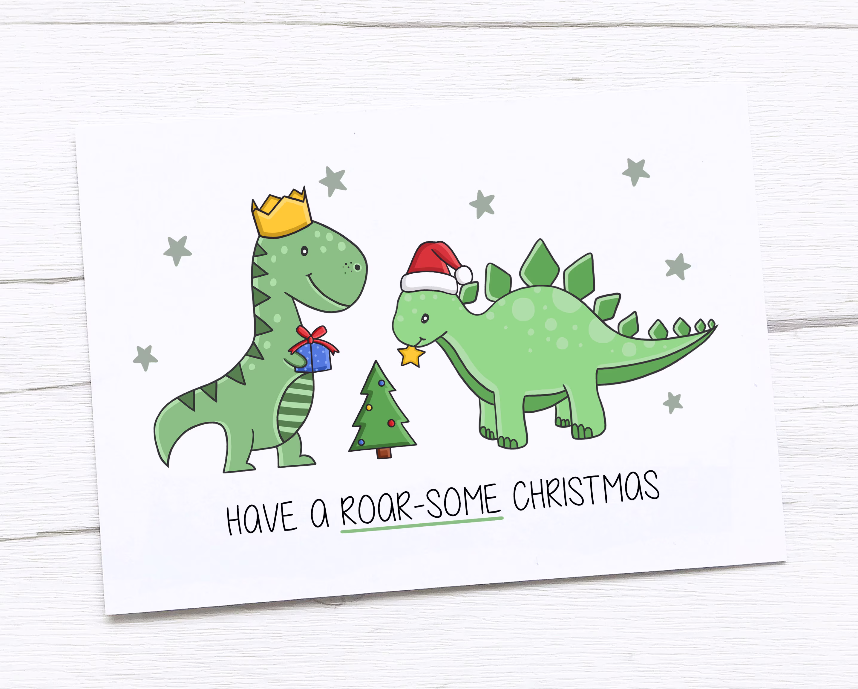 Happy Christmas Card | Merry Dinosaur