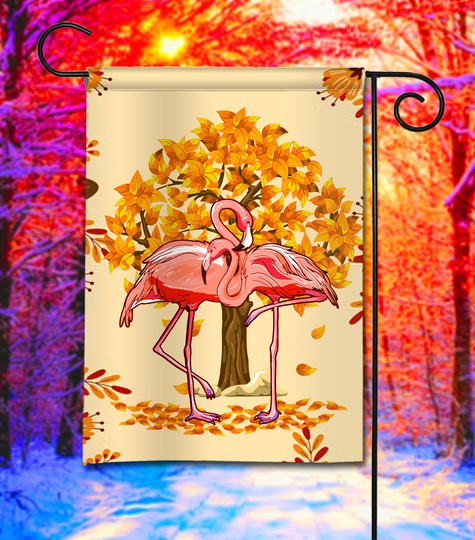 Its Fall Yall Flag, Flamingo Garden Gift For Thanksgiving, Halloween, Autumn Seasonal Tree Couple Flag