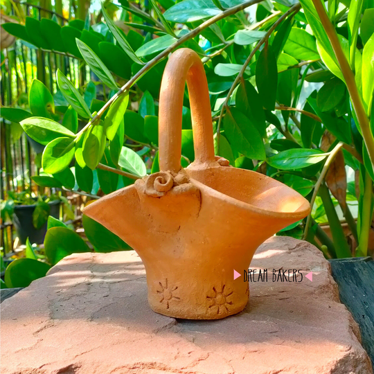 Terracotta Red Clay Sweet Cute Basket Shape With Holder Plant Pot Plantar For Small Cactus Succulents Cacti Tiny Garden Design Deco