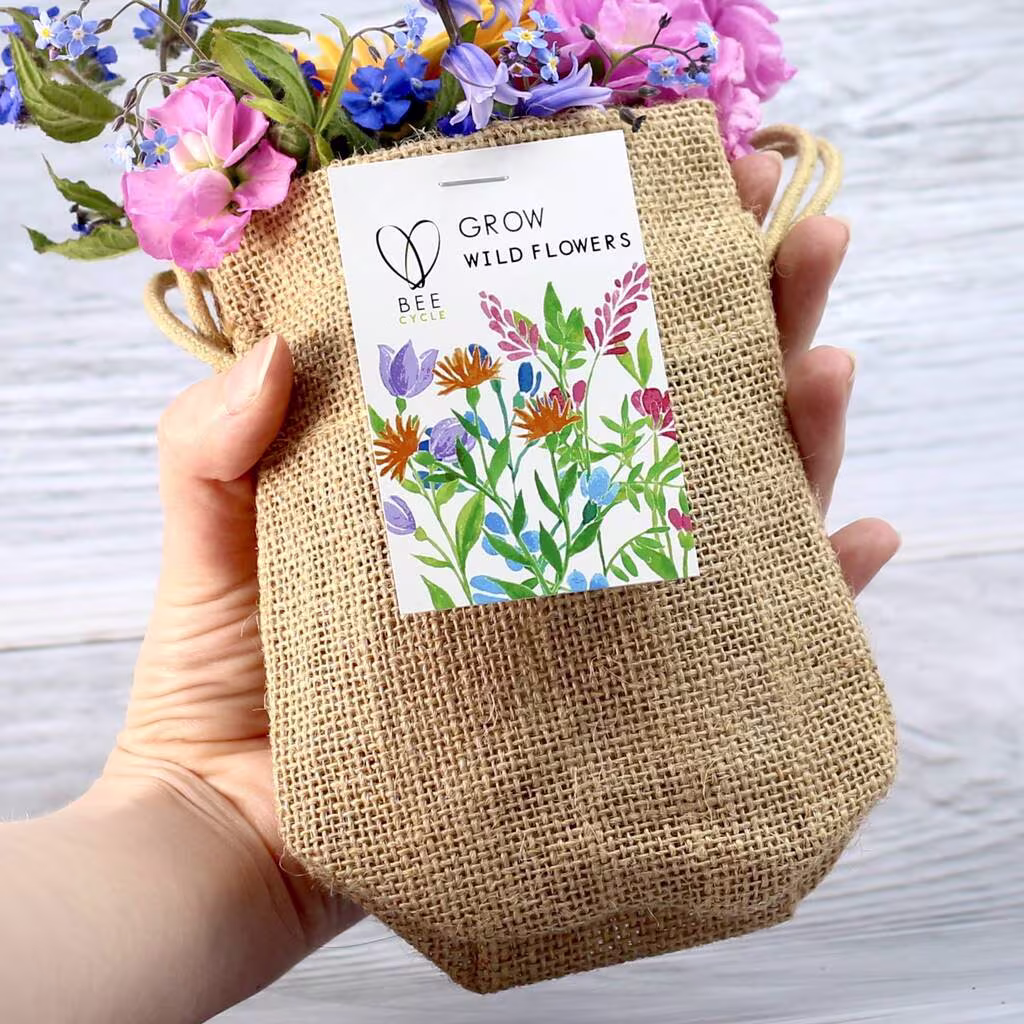 Save The Bee's Wildflower Jute Bag Grow Set