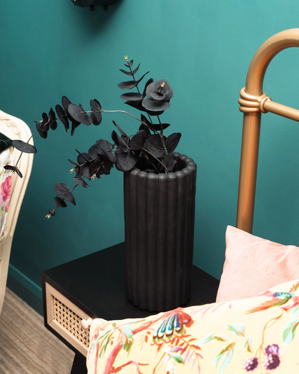 Matte Black Ridged Vase