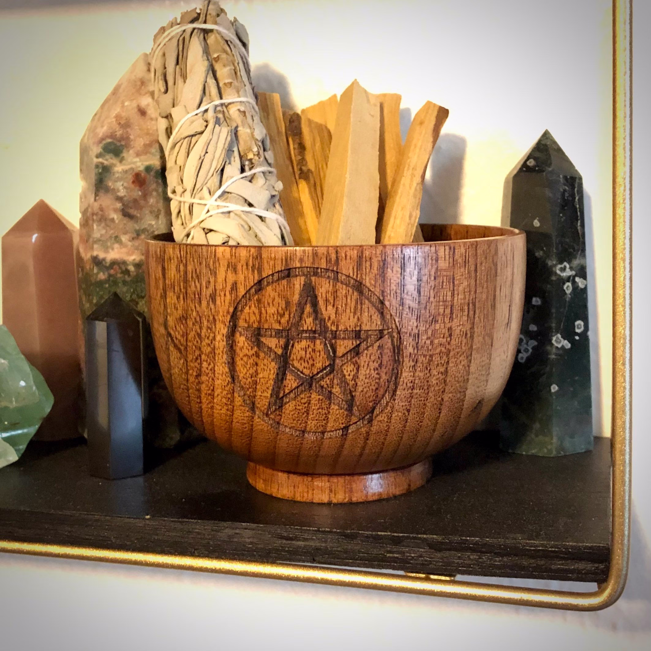 Pentacle Bowl | Wooden For Sacred Ceremony Herb Ceremonial Ritual & Magic