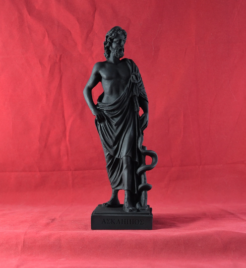 Asclepius God Of Healing Medicine Greek Statue Figure Black 23 cm | 9 Inch
