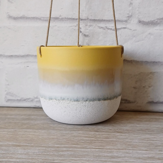 Yellow Stone Effect Mojave Glaze Hanging Planters Flower Planter Holder Home Decoration Decor