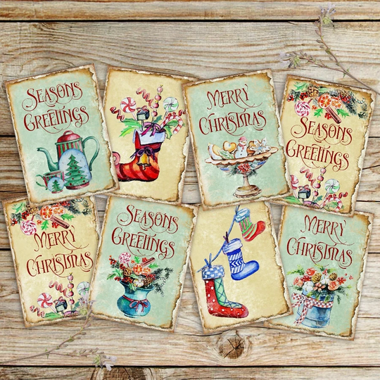 Christmas Treats Card Making Toppers Atc Gift Tags Scrapbooking Diy Cards Seasons Greetings Xmas Holiday