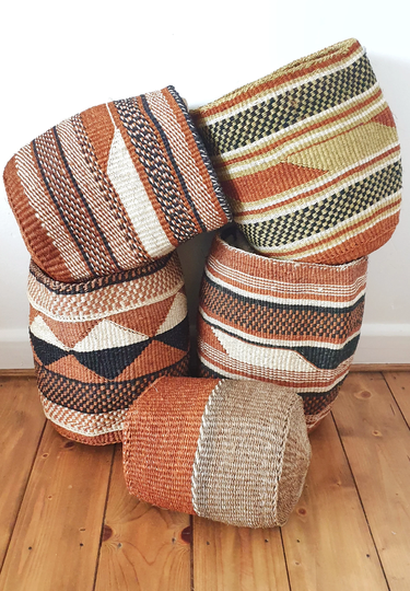 Handwoven Sisal Basket, African Basket Planter, Boho Flower Pot, Storage Wicker Rustic Plant Natural Ethnic