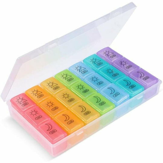 French Weekly Pill Box 7 Days 21 Compartments 3 Times Multicolor Weekly Pill Box Medicine Box