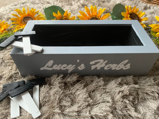 Small Or Large | Herbs Box Planter & Herb Signs Plants Kitchen Window Kit Personalised Name