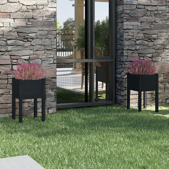 Asupermall - Garden Planters 2 pcs Black 40x40x70 cm Solid Pinewood
