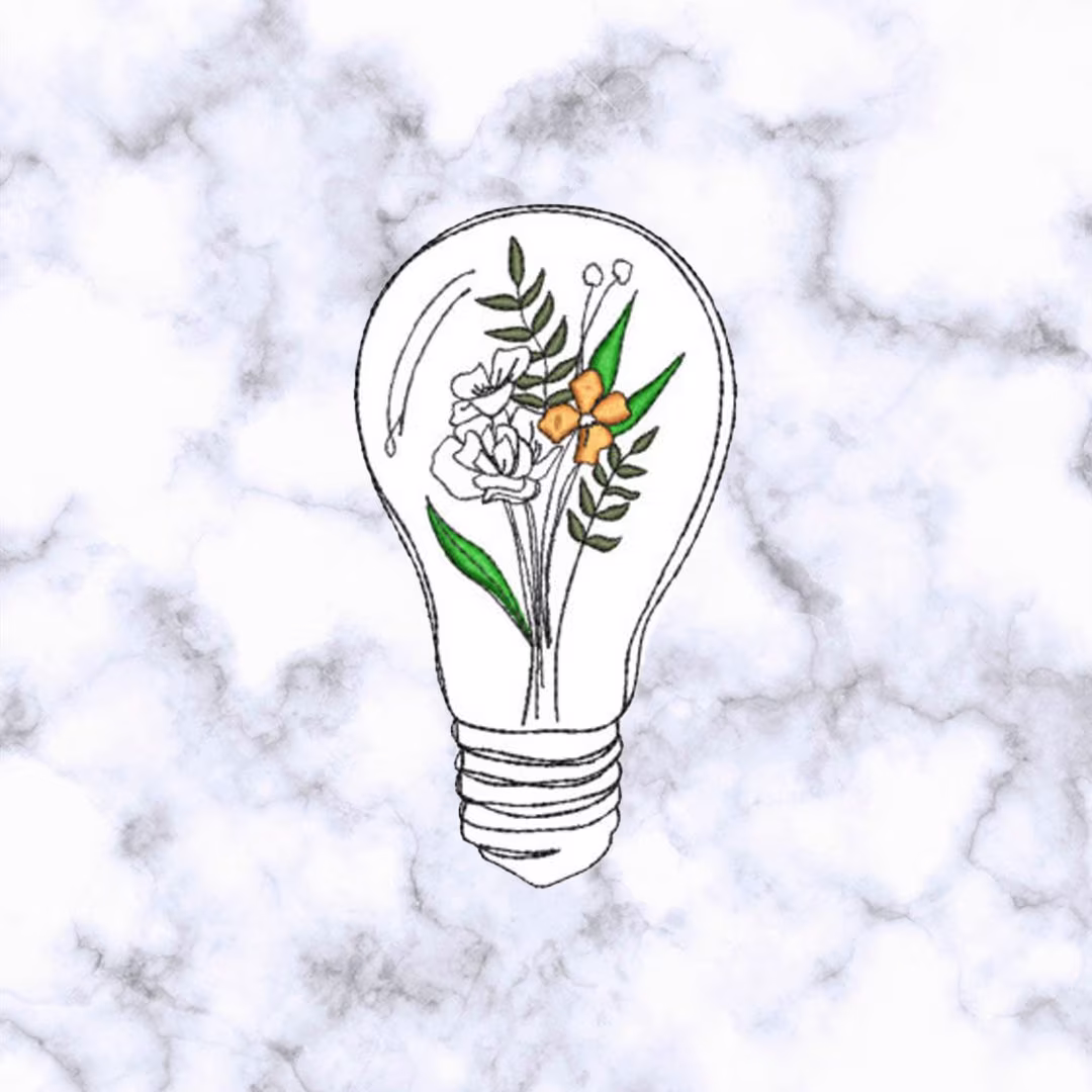 Floral Light Bulb Iron/Sew-On Embroidered Patch Applique Diy - Garden Plants Emblems Costumes Cosplay Patches For Clothing Vest Jacket
