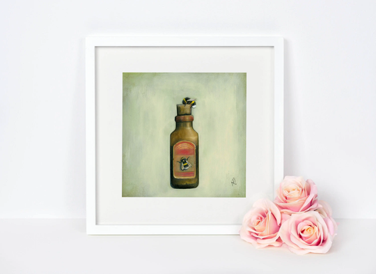Bee Art Print - Apothecary Bottle Christmas Gift Idea Vintage Medicine Nature Wall Home Decor Gardener