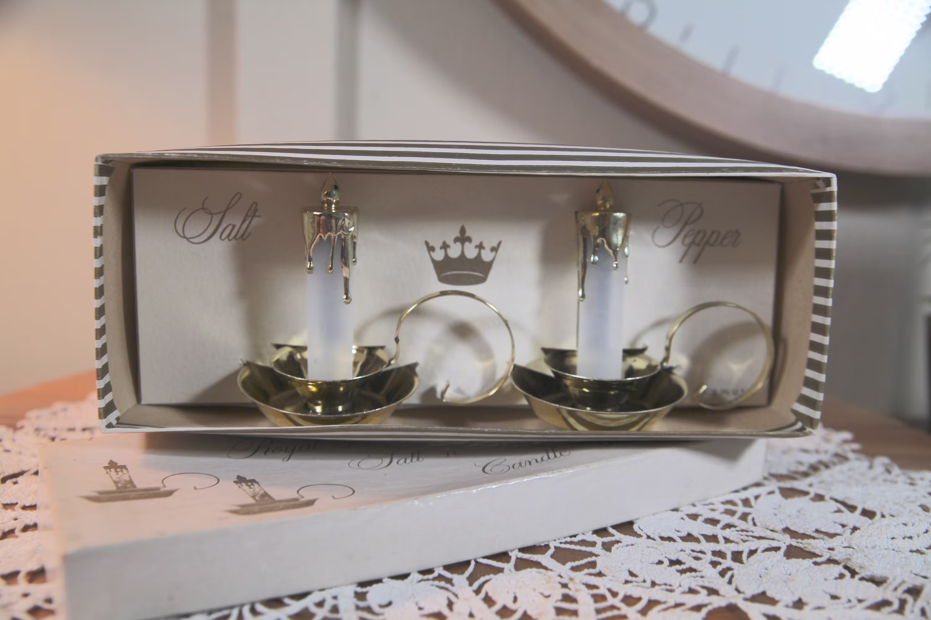 Vintage Royal Highness Salt N' Pepper Candle Sticks By Davis in Original Box, 1960's, 9.5