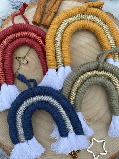 Macrame Rainbow Christmas Tree Ornaments, Seasonal Decor, Decorations, Gift For Friend, Nordic Decor