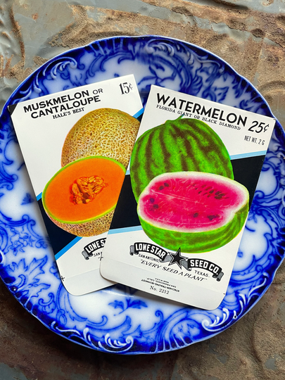 Vintage Melon Seed Packets Watermelon Muskmelon Cantaloupe Unused New Old Stock Empty