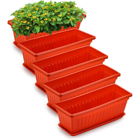 Bearsu - 5 Pack 17 inch Plastic Flower Window Boxes