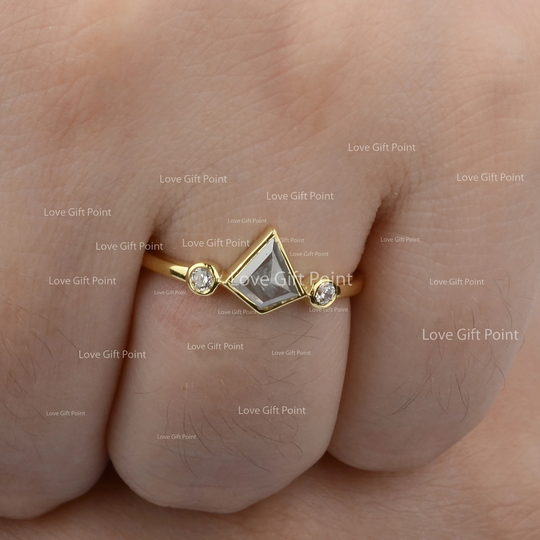 Kite Salt & Pepper Diamond Ring, 14K Solid Gold Gray Engagement Unique Handmade Jewelry Gift For Her