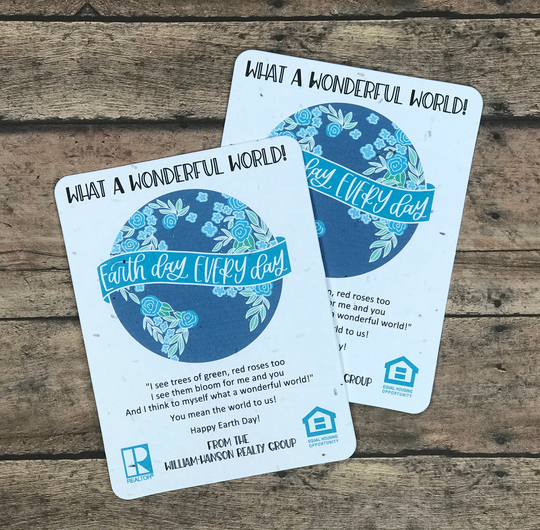 Earth Day Plantable Seed Paper Promotion Business Cards | Set Of 12 - Eco-Friendly Logo Promotional Favors Globe Corporate Promo Seeded