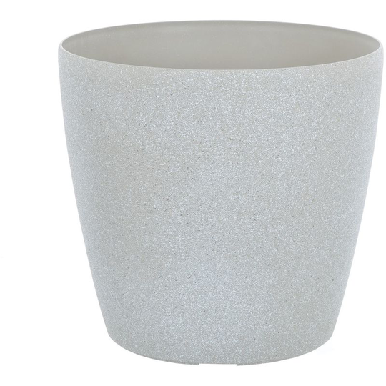 Round Plant Pot With Sandstone Effect Plastic Garden Home Gardening Planter Accessory For Flowers Herbs Trees Plants Indoor/Outdoor Use Patio Decking