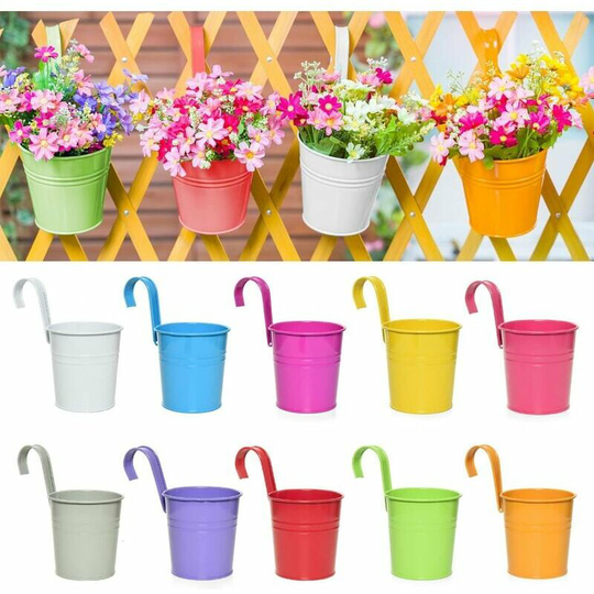 10 Pack Hanging Flower Pots Balcony Hanging Planters for Window Fence Garden