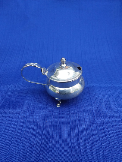 sterling Silver Cobalt Blue Glass Insert Salt Cellar
