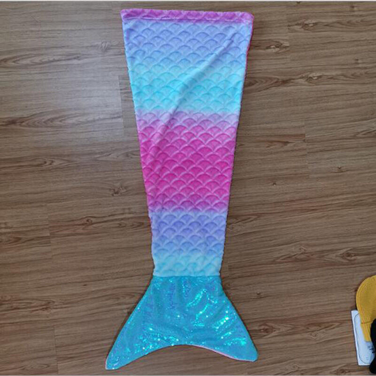 Softan Mermaid Tail Blanket for Kids, Warm Fluffy Soft Flannel Fleece Blanket, All Season Sleeping Blanket, Girls, 43×99cm