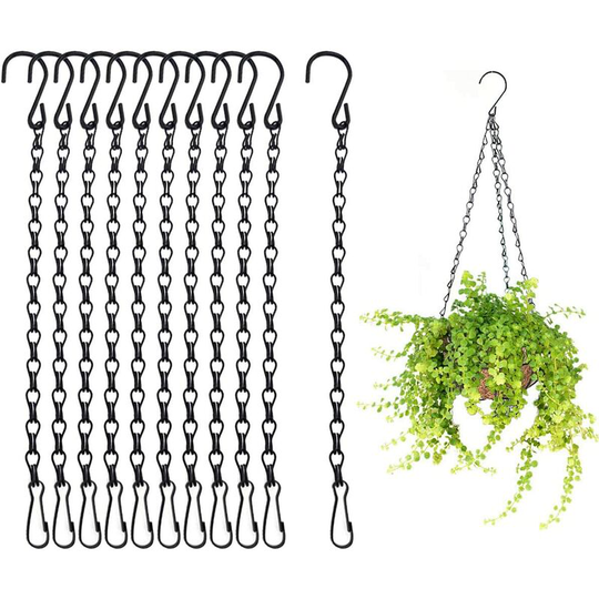 Litzee - Set of 10 Hanging Chains, Flower Pot Basket Hanging Chain, Heavy Duty Hanging Chain for Flower Pots, Feeders, Lanterns, Display Boards
