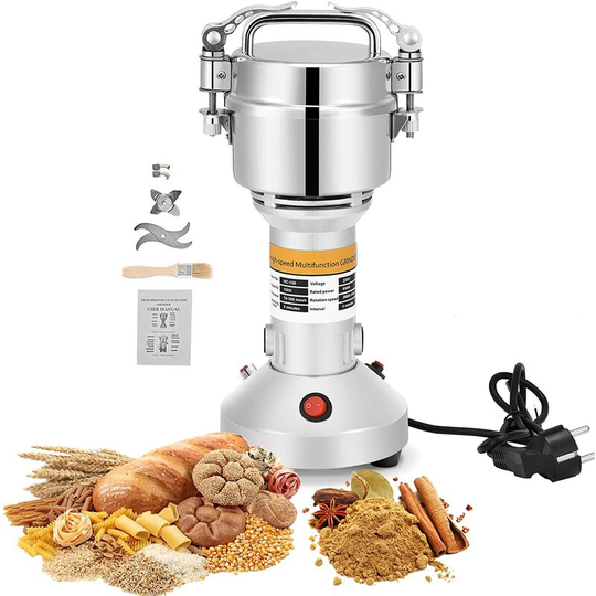 Portable Beans Powder Machine 220V High Speed Electric Grain Mill 27000RPM Powder Machine 3 Blades Timing Grinding Machine Food Processor for Spice