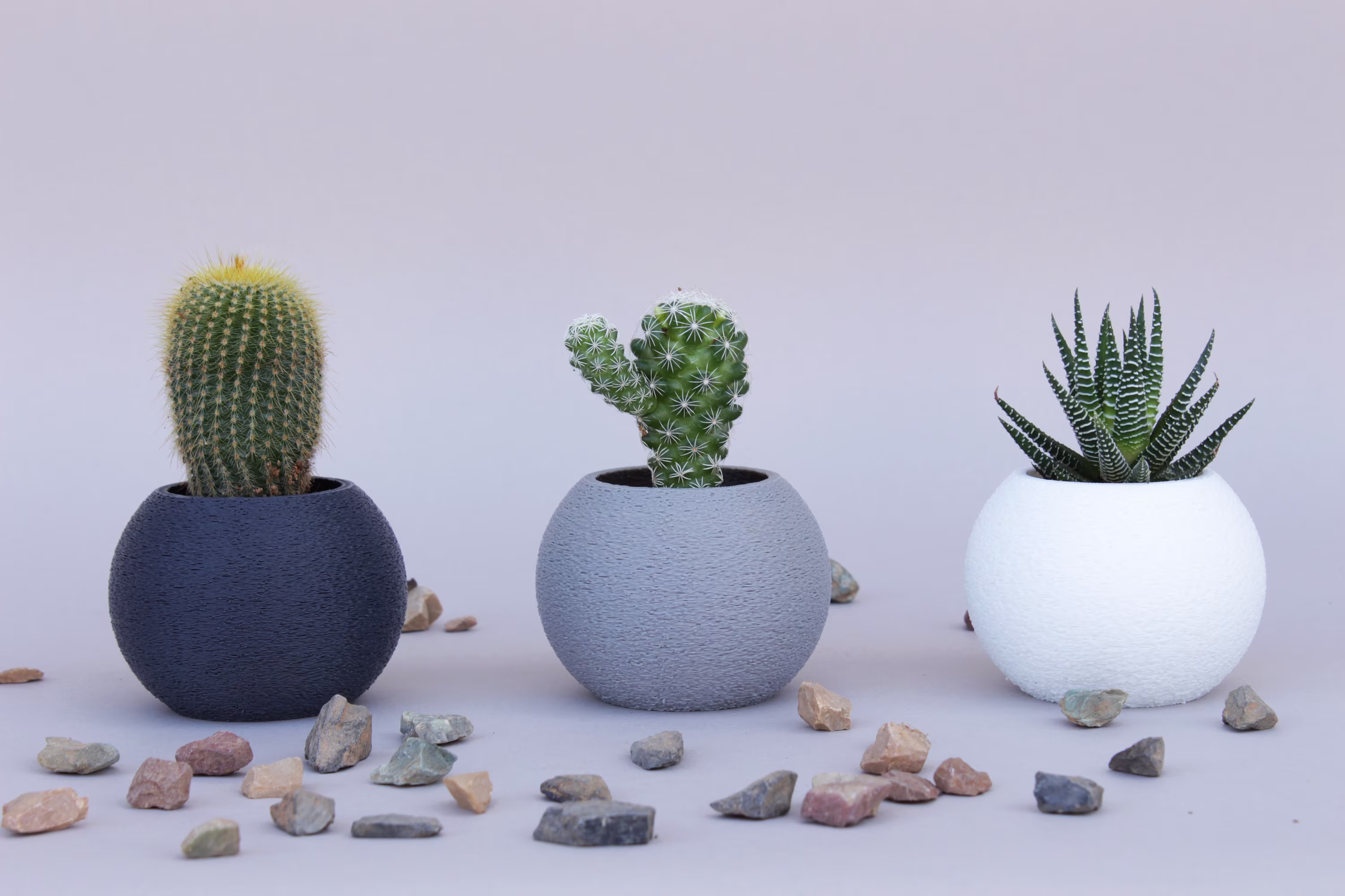 Indoor Round Fuzzy Texture Succulent Planters, Set Of 3
